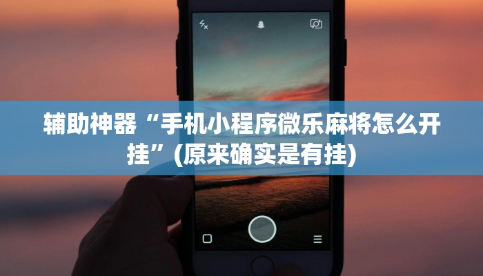 辅助神器“手机小程序微乐麻将怎么开挂”(原来确实是有挂)