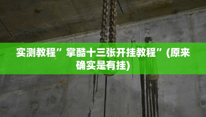 实测教程”掌酷十三张开挂教程”(原来确实是有挂)