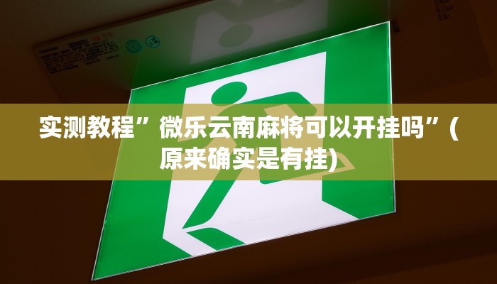 实测教程”微乐云南麻将可以开挂吗”(原来确实是有挂)