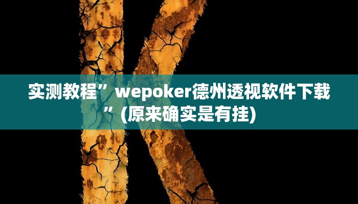 实测教程”wepoker德州透视软件下载”(原来确实是有挂)