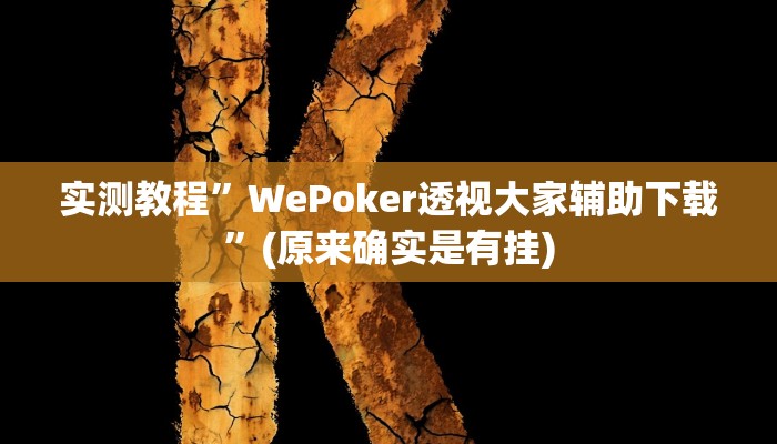 实测教程”WePoker透视大家辅助下载”(原来确实是有挂)