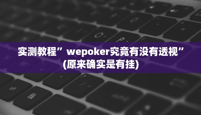 实测教程”wepoker究竟有没有透视”(原来确实是有挂)