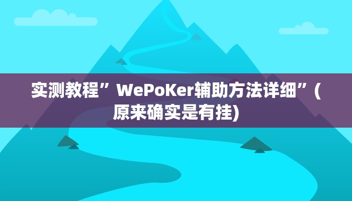 实测教程”WePoKer辅助方法详细”(原来确实是有挂)