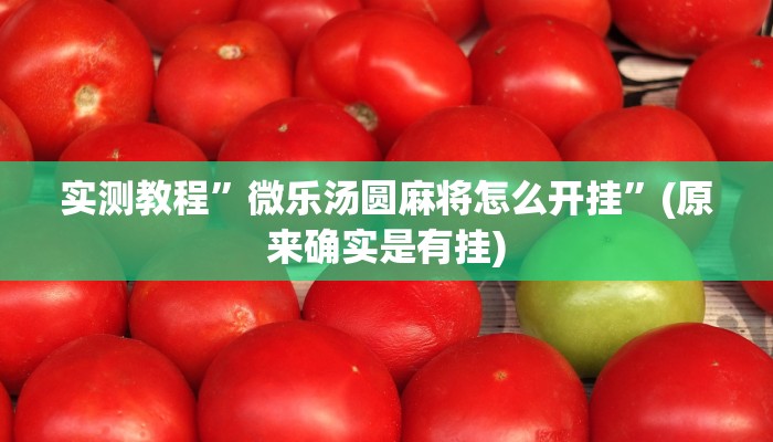 实测教程”微乐汤圆麻将怎么开挂”(原来确实是有挂)