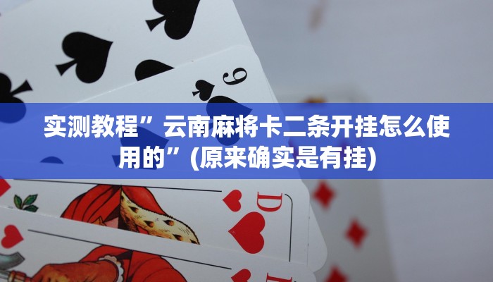 实测教程”云南麻将卡二条开挂怎么使用的”(原来确实是有挂)
