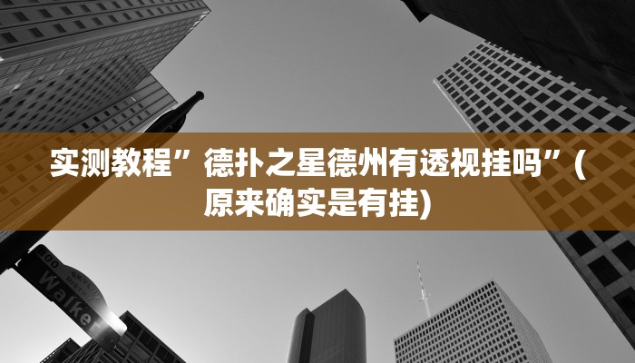 实测教程”德扑之星德州有透视挂吗”(原来确实是有挂)