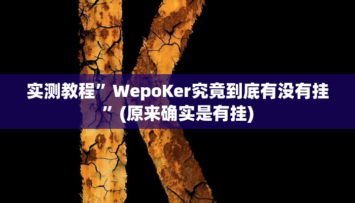 实测教程”WepoKer究竟到底有没有挂”(原来确实是有挂)