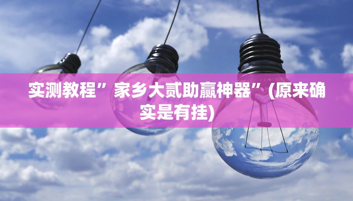 实测教程”家乡大贰助赢神器”(原来确实是有挂)
