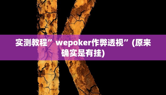 实测教程”wepoker作弊透视”(原来确实是有挂)