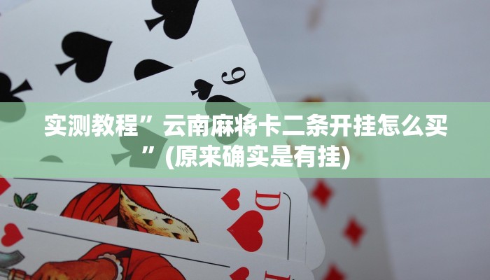 实测教程”云南麻将卡二条开挂怎么买”(原来确实是有挂)
